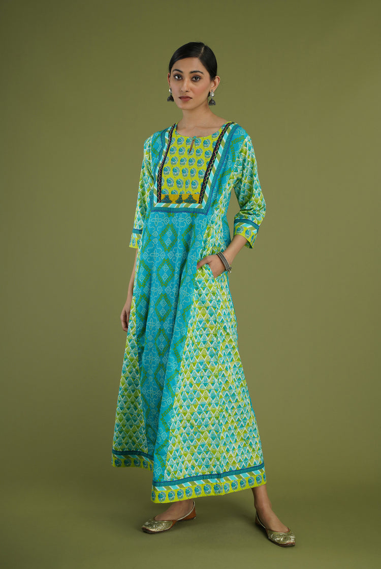 Yoke Caftan Blue Green (6906587775023)