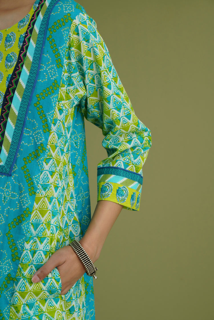 Yoke Caftan Blue Green (6906587775023)