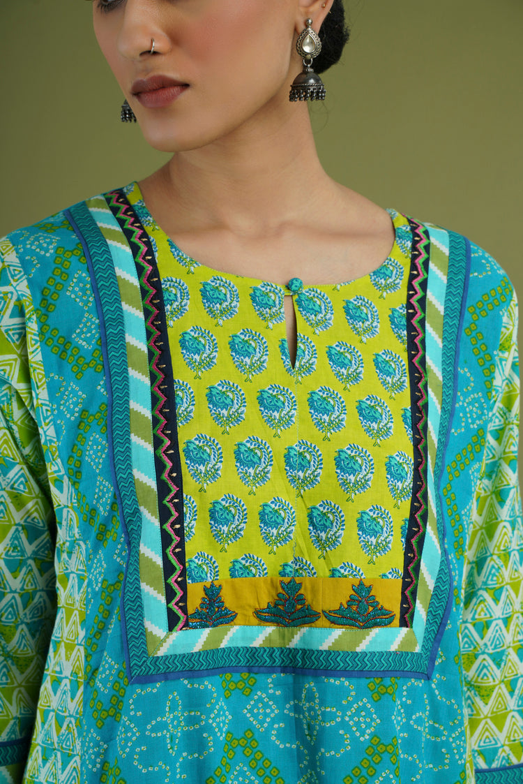 Yoke Caftan Blue Green (6906587775023)