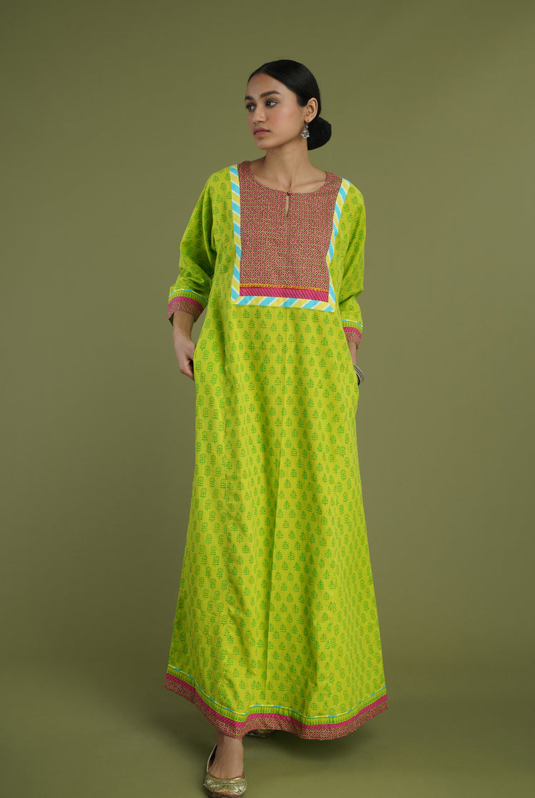 Yoke Caftan Mint Green (6906581155887)