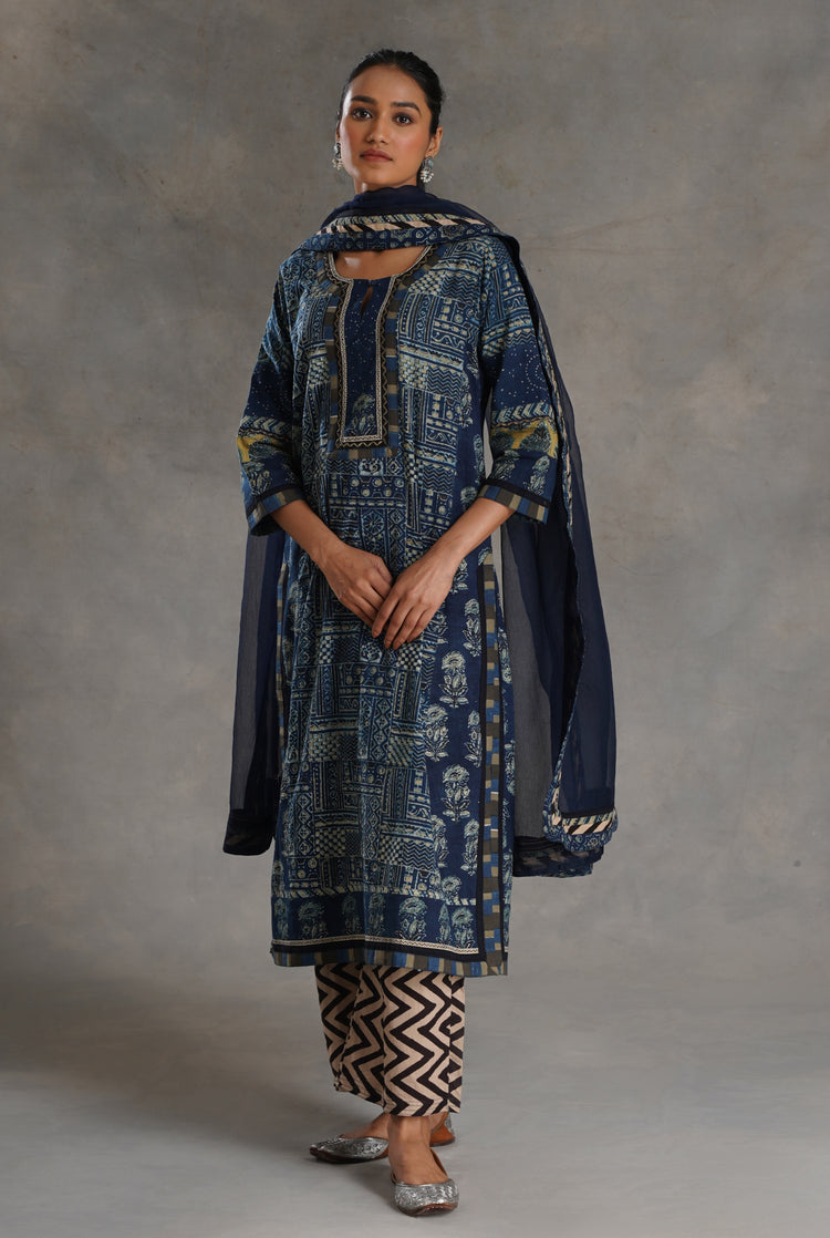 Rozana Chiffon Dupatta Indigo (7021027360815)