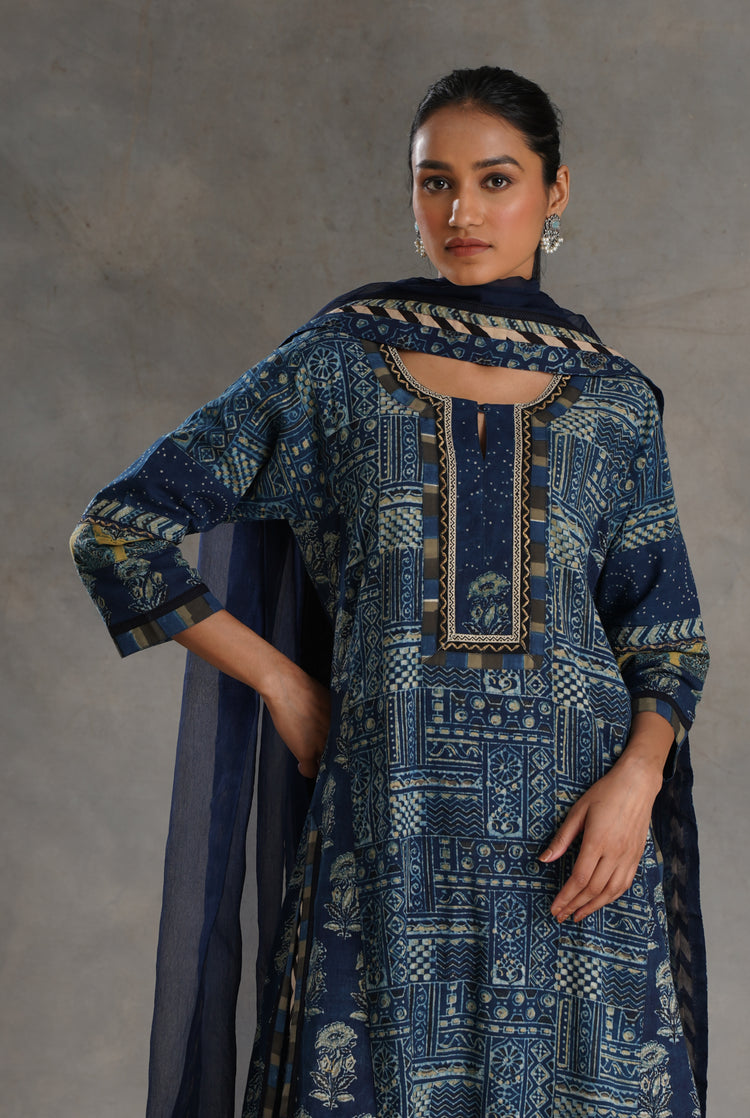 Rozana Chiffon Dupatta Indigo (7021027360815)