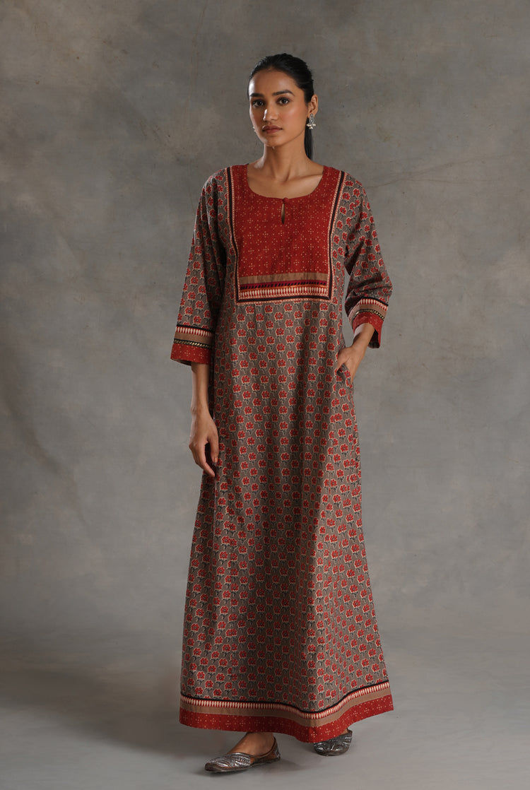 Yoke Caftan Grey Rust (7019781292079)