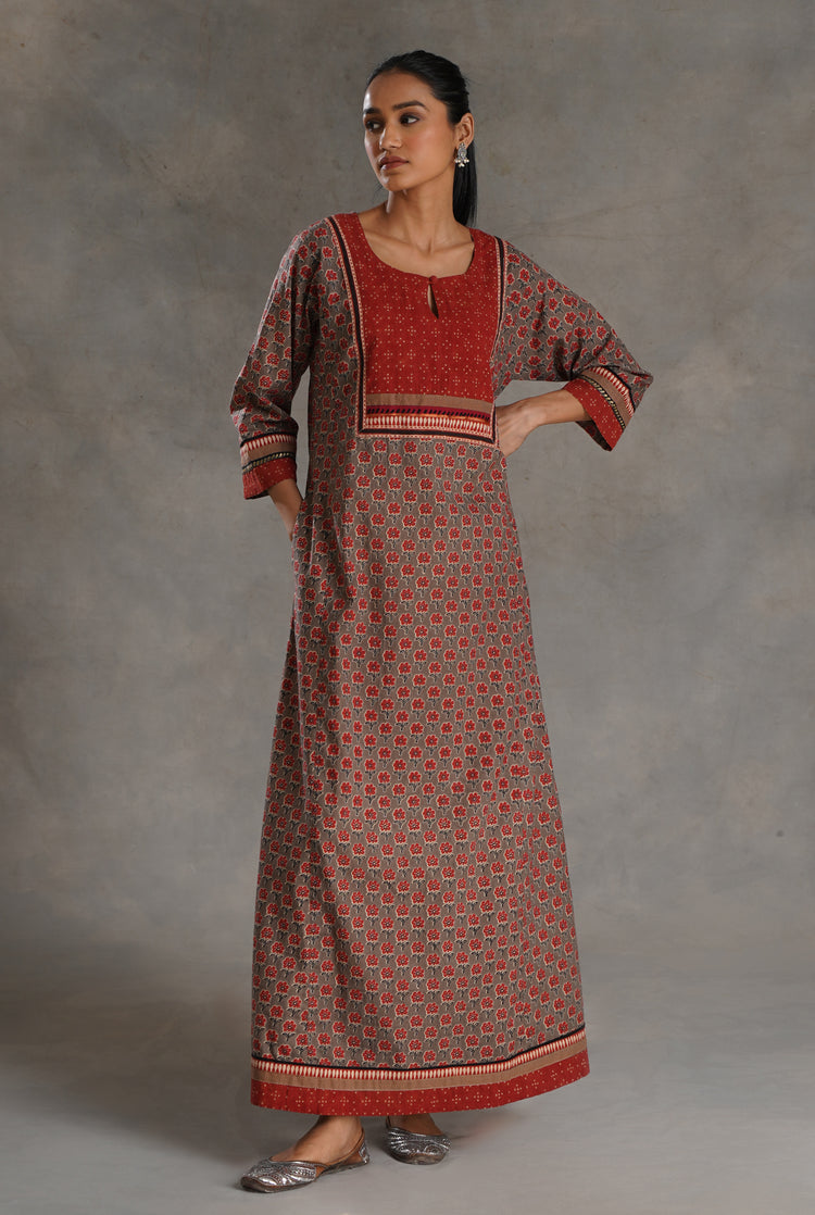Yoke Caftan Grey Rust (7019781292079)