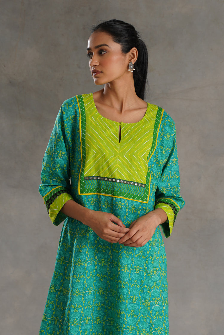Yoke Caftan Turquoise Parrot Green (7019780538415)