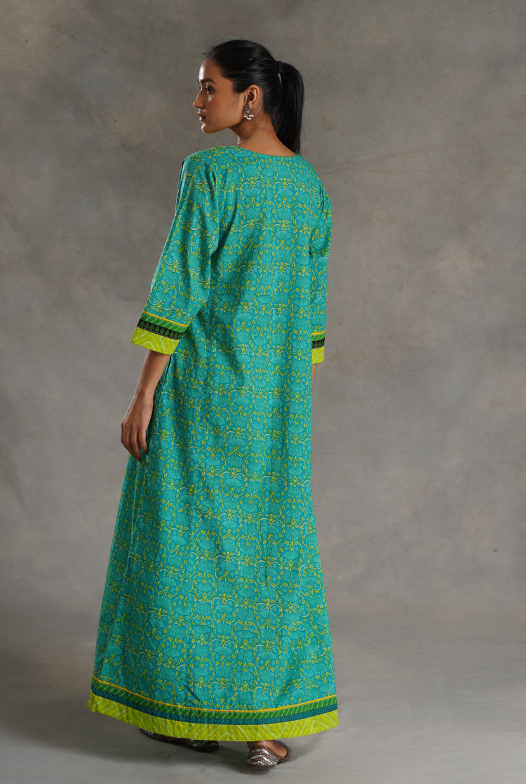 Yoke Caftan Turquoise Parrot Green (7019780538415)