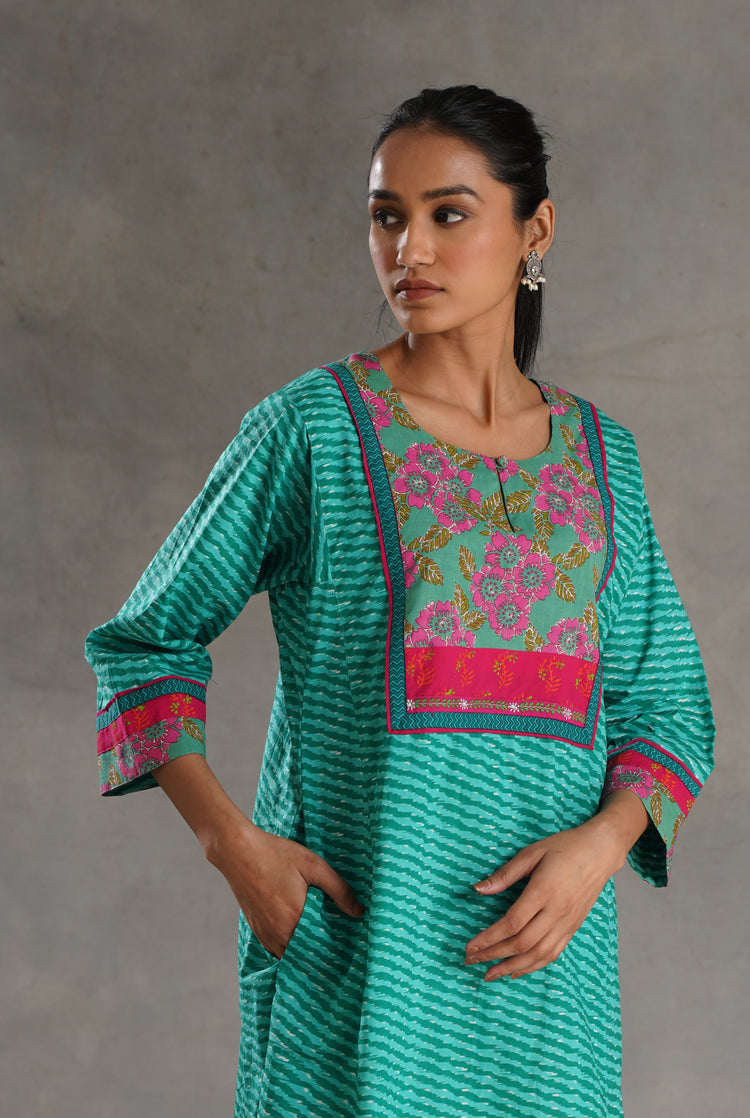 Yoke Caftan Turquoise (7019779981359)