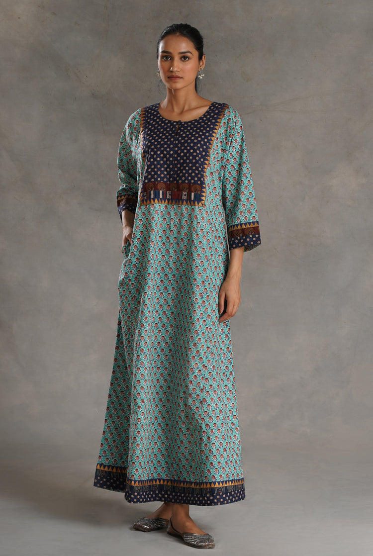 Yoke Caftan Sea Green Indigo (7019779227695)