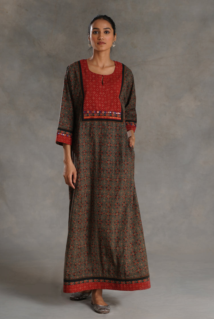 Yoke Caftan Bottle Green Rust (7019778834479)