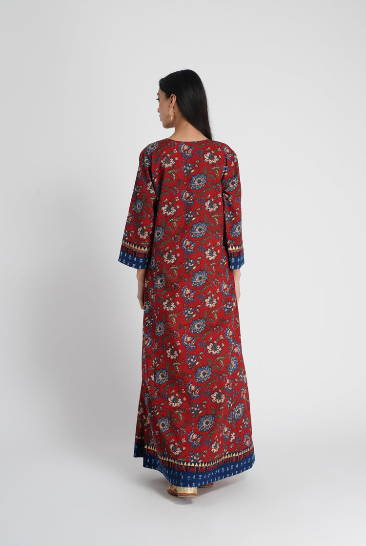 Yoke Caftan Maroon Indigo (8007576518955)