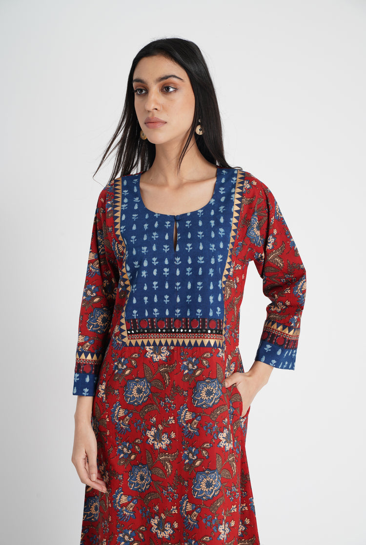 Yoke Caftan Maroon Indigo (8007576518955)
