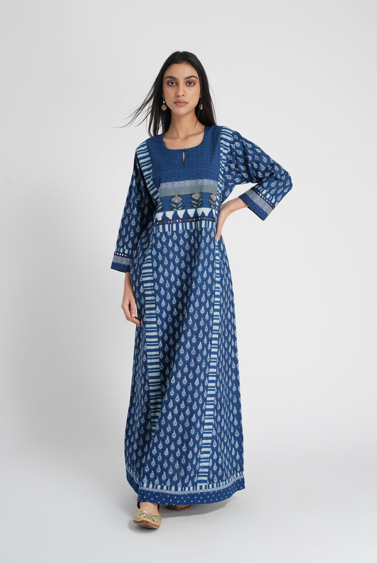 Afreen Caftan Indigo (8016308240683)