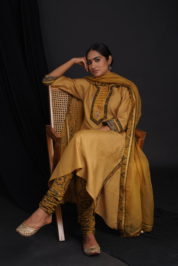 Rozana Chiffon Dupatta Ochre Yellow (6815916949551)