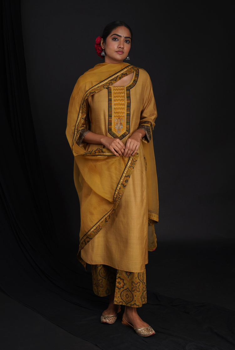 Rozana Chiffon Dupatta Ochre Yellow (6815916949551)