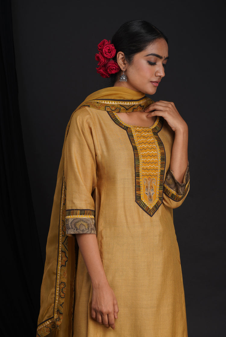 Rozana Chiffon Dupatta Ochre Yellow (6815916949551)
