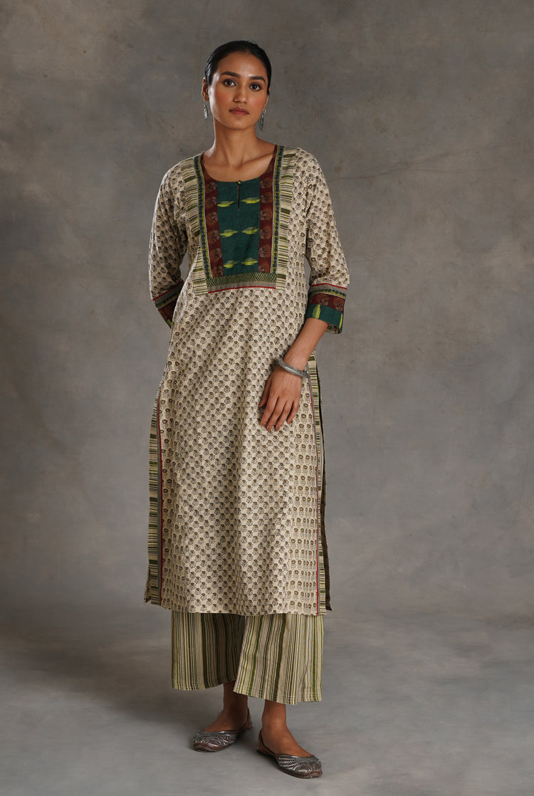 Rozana Pant Cream Mehendi Green (7020890652719)