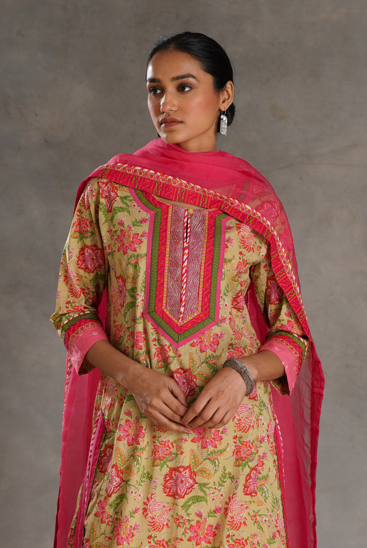 Anu Kurta Pista Green Peach Pink (7019872714799)