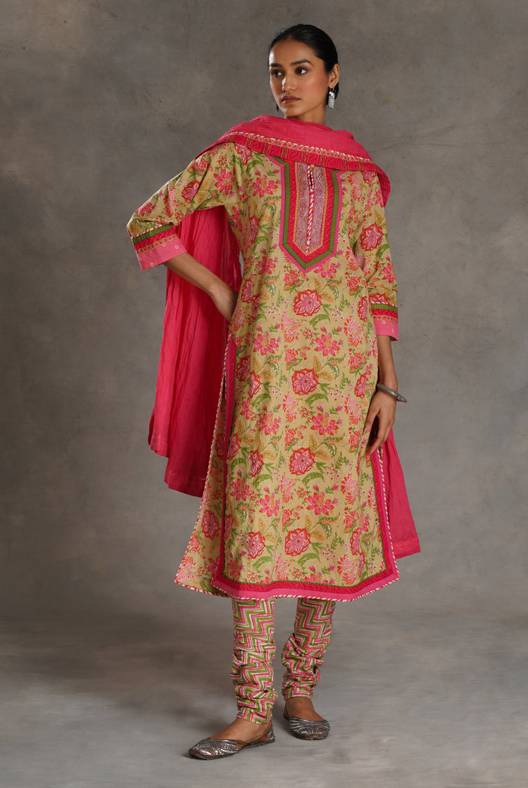 Anu Kurta Pista Green Peach Pink (7019872714799)