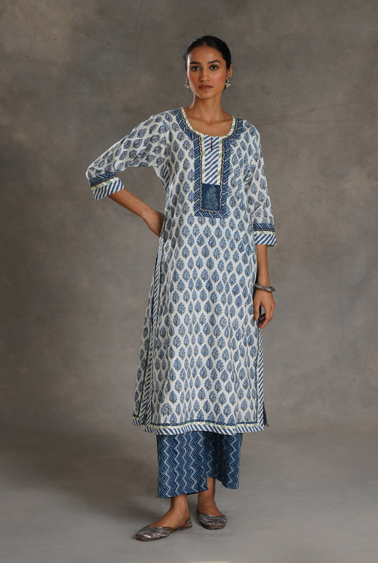 Anu Kurta White Indigo (7019869569071)