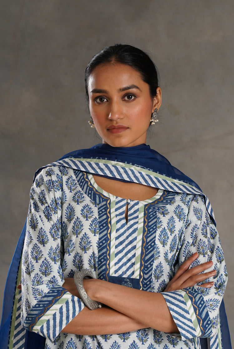 Anu Kurta White Indigo (7019869569071)