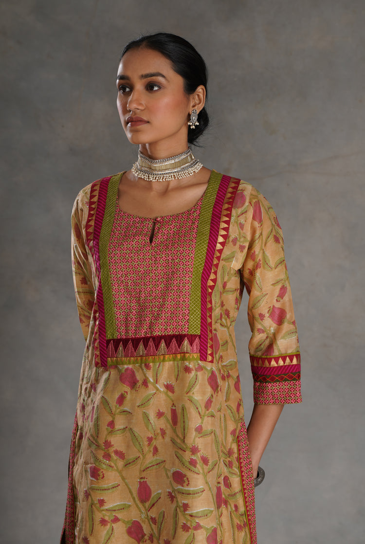 Yoke Kurta Beige Blush Pink (7019853414447)