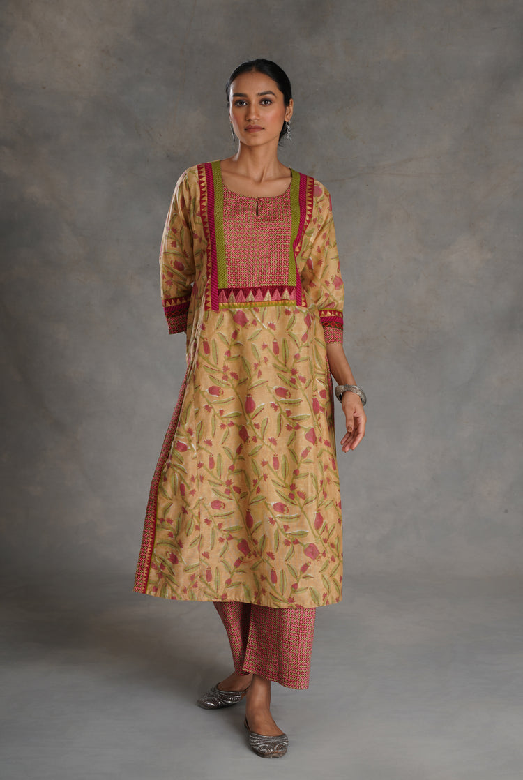 Yoke Kurta Beige Blush Pink (7019853414447)