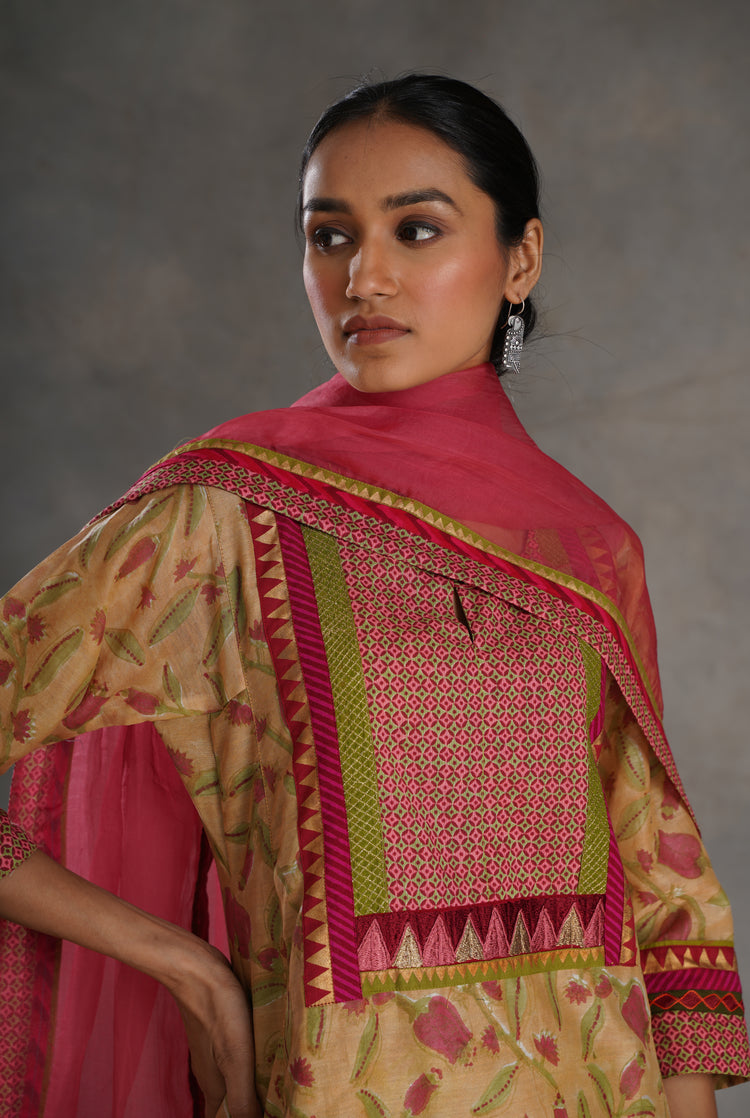 Yoke Kurta Beige Blush Pink (7019853414447)