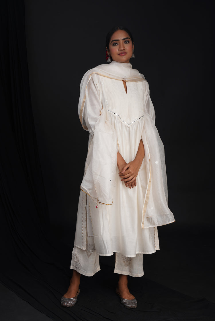 Rozana Chiffon Dupatta Cream (6815918620719)
