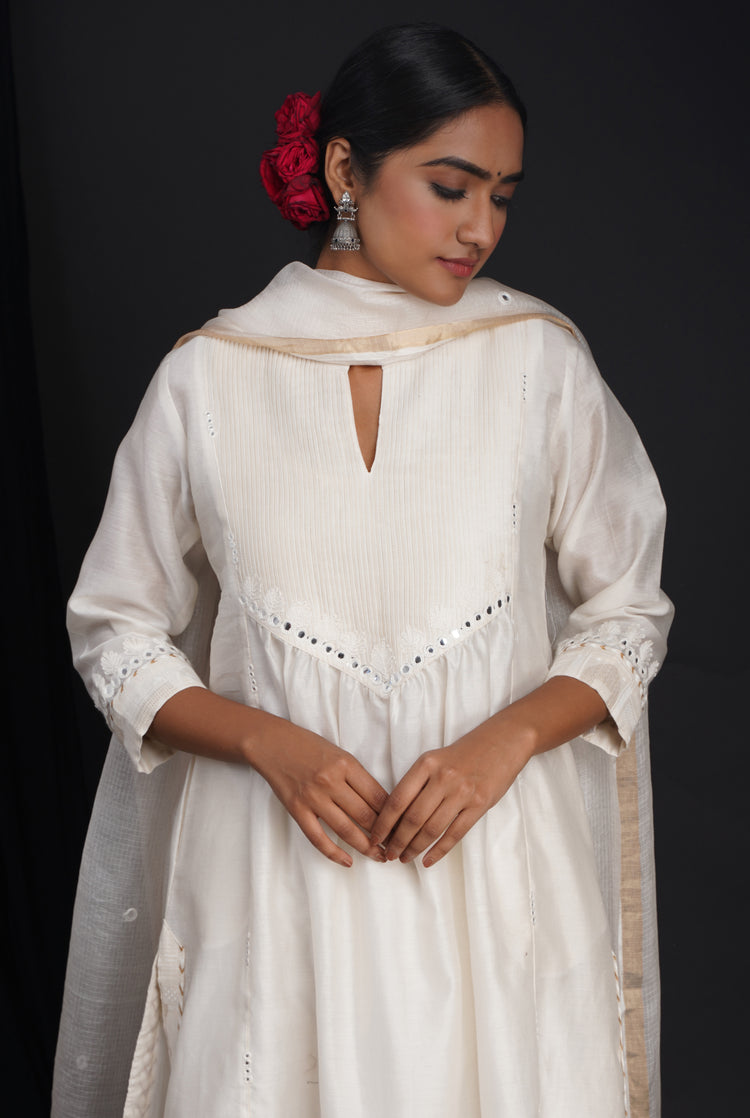 Rozana Chiffon Dupatta Cream (6815918620719)