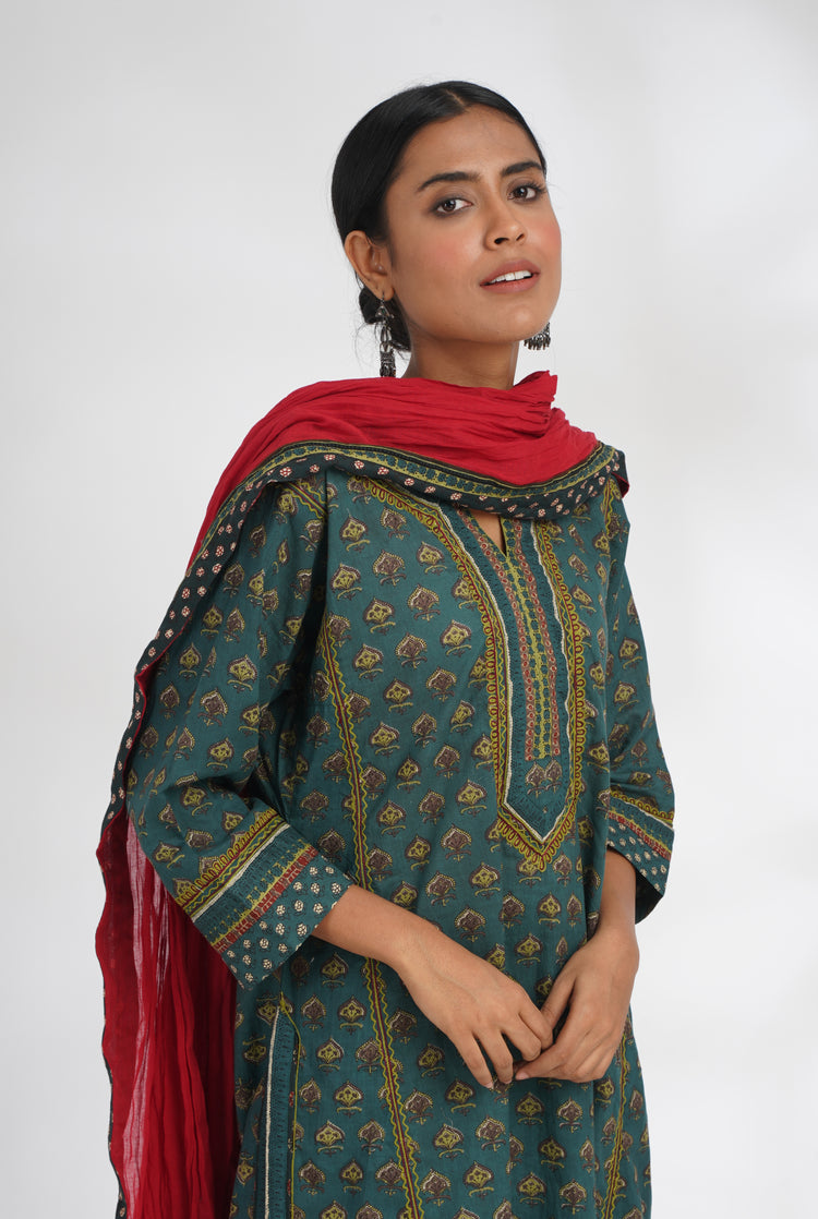 Rozana Cotton Dupatta Red (7047306248239)