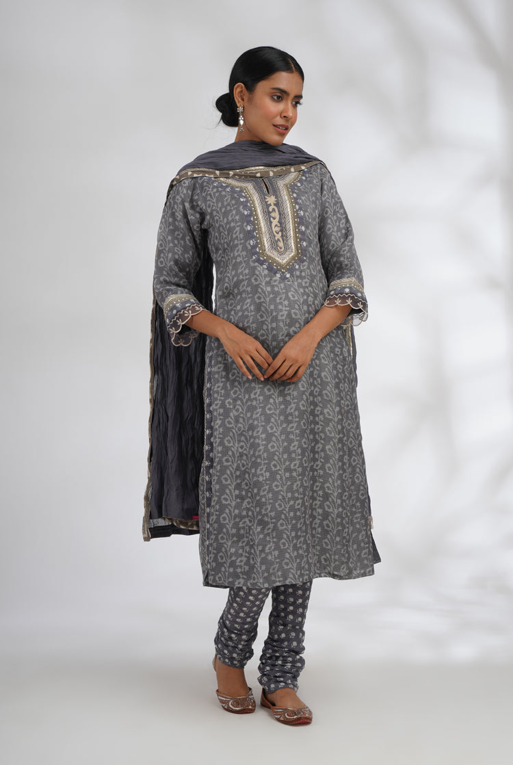 Rozana Cotton Dupatta Grey (7047306969135)