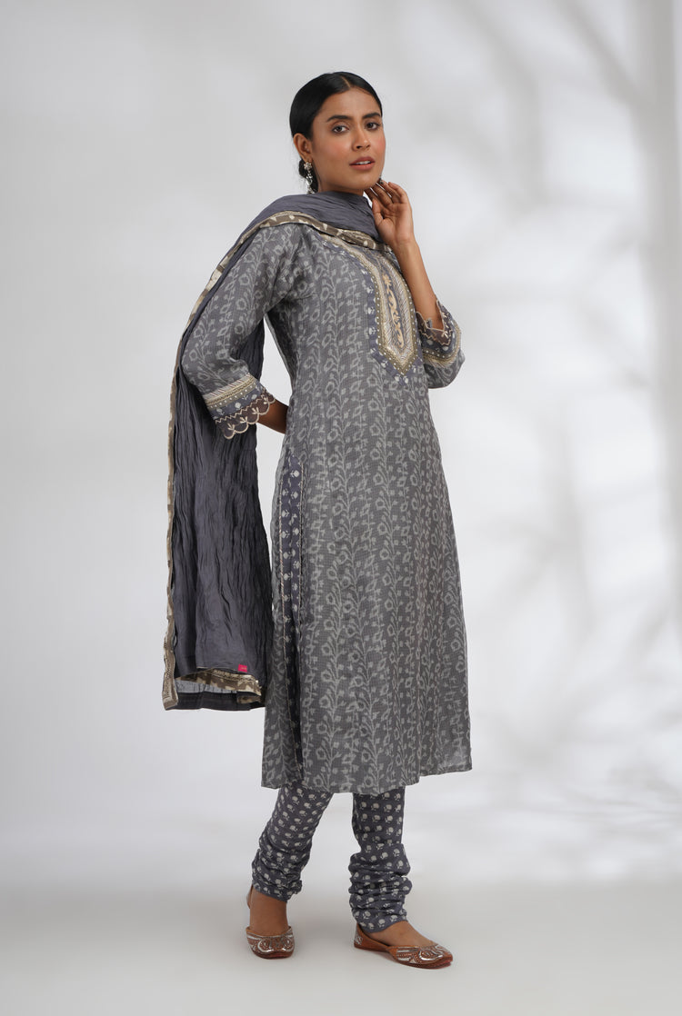 Rozana Cotton Dupatta Grey (7047306969135)