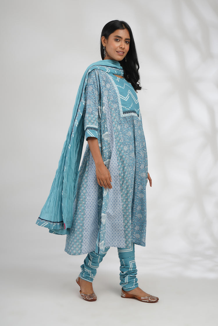 Rozana Cotton Dupatta Earthy Blue (7047308836911)
