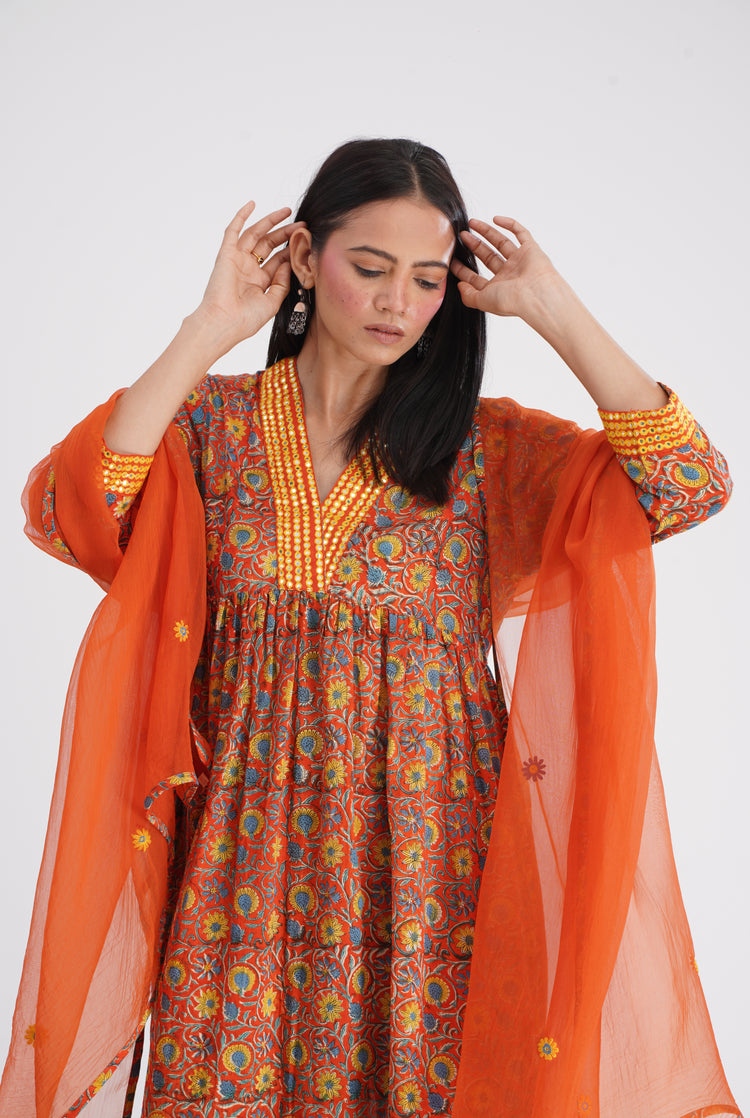 Soha Kurta Orange (7134688313391)