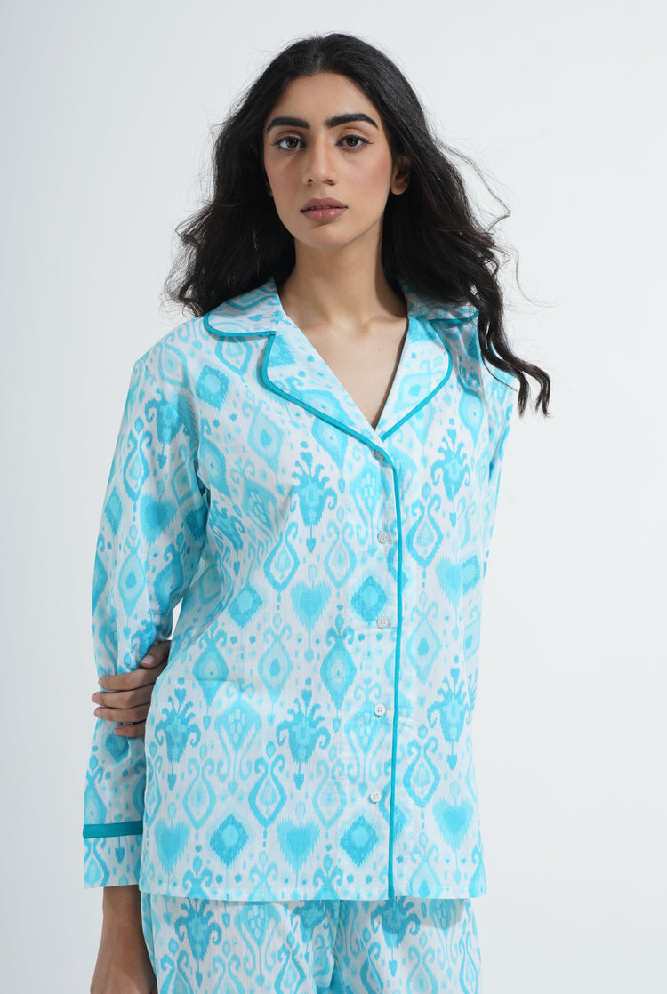 Rhea Night Suit Sky Blue and White (8053957689643)