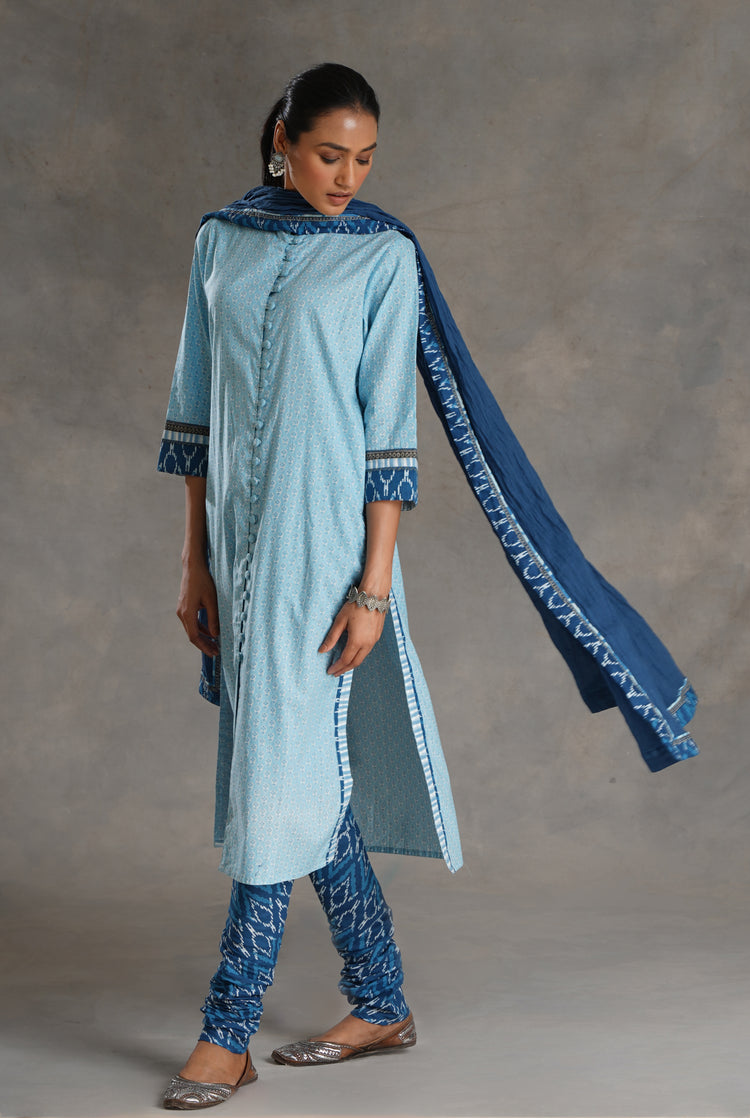 Rozana Cotton Dupatta Indigo (7021079560239)