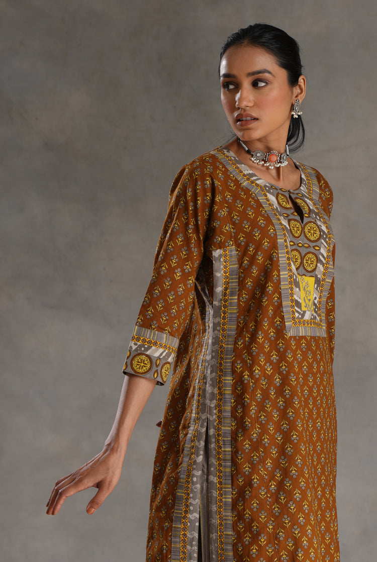Anu Kurta Mud Brown Yellow Grey (7019799248943)