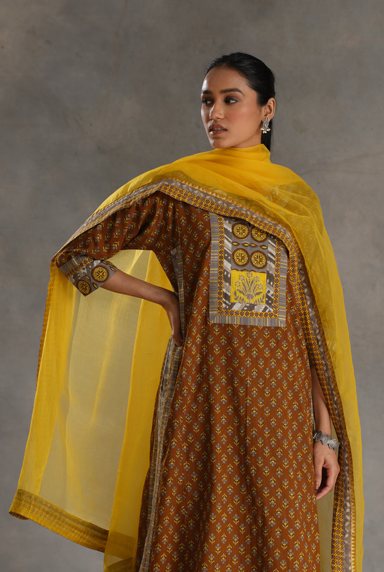 Anu Kurta Mud Brown Yellow Grey (7019799248943)