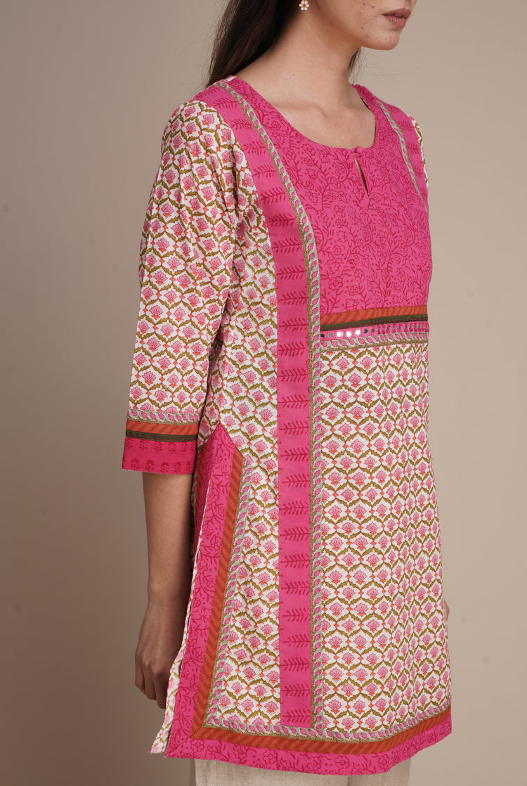 Afreen Kurti White Pink (8163159212331)