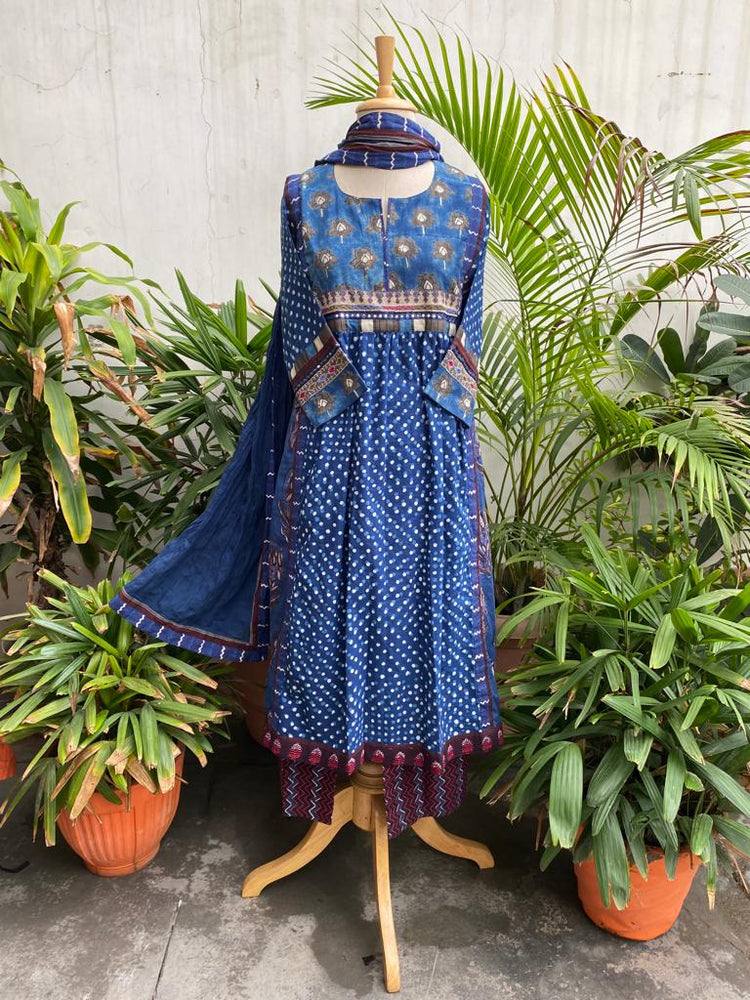 Rozana Cotton Dupatta Indigo (7087171076143)