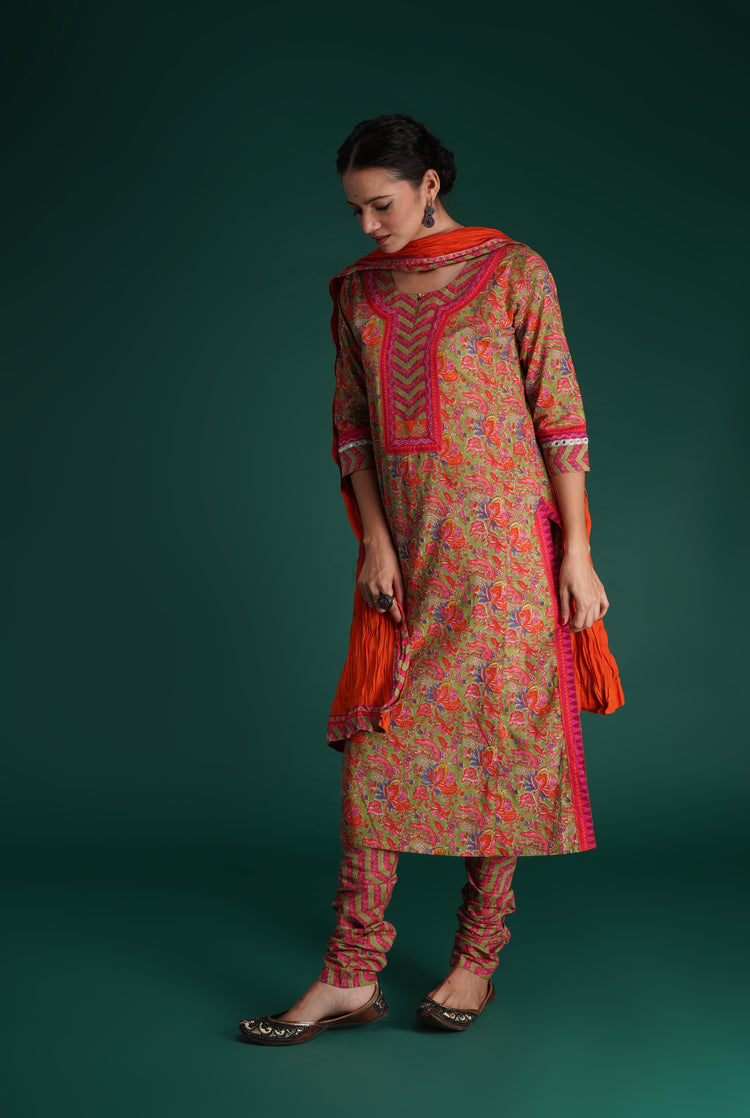 Rozana Cotton Crinkled Dupatta Orange (7152376021039)