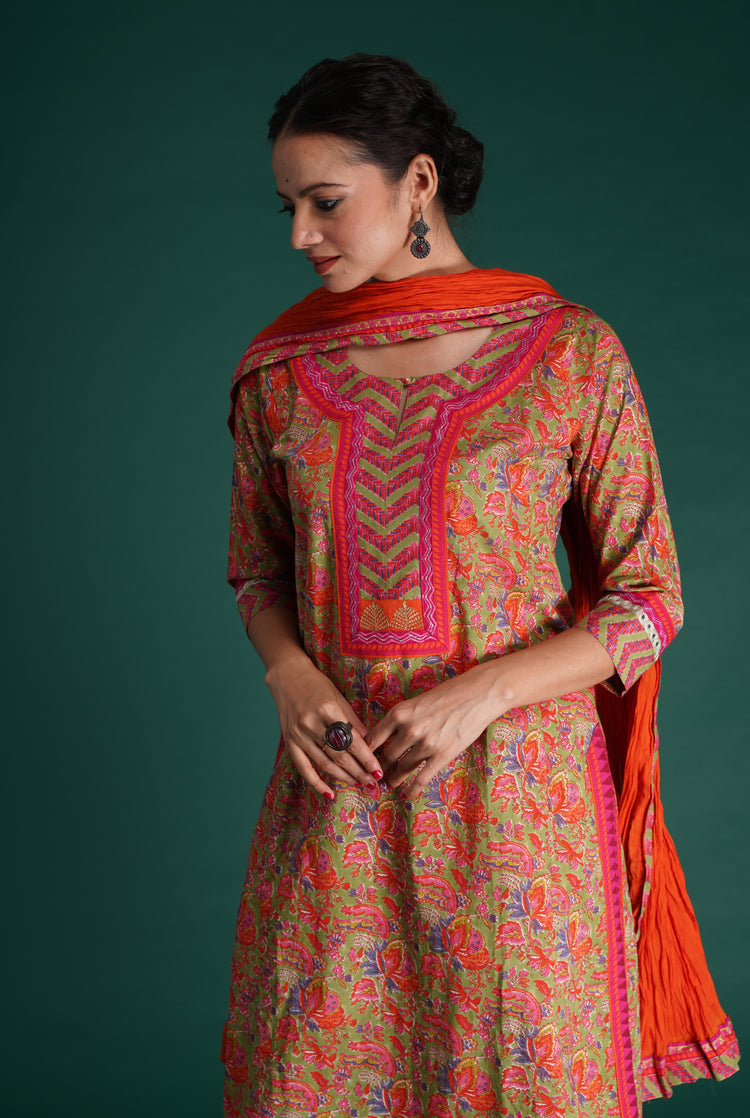 Rozana Cotton Crinkled Dupatta Orange (7152376021039)