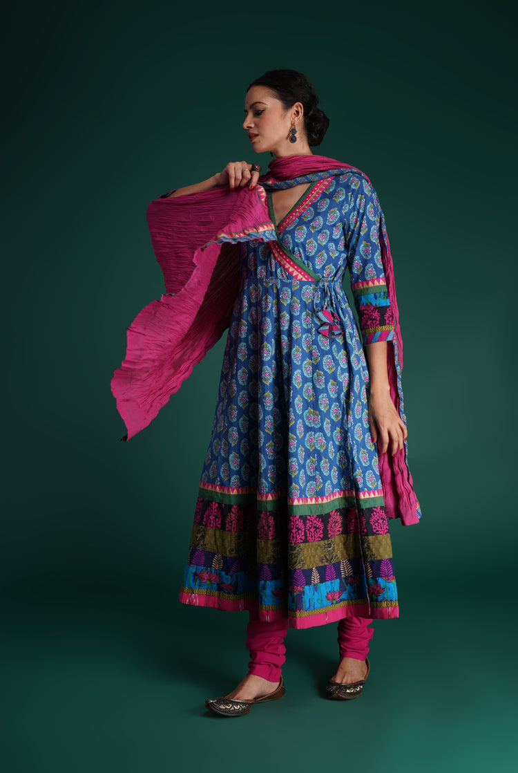 Nargis Kurta Blue Pink (7152340271151)