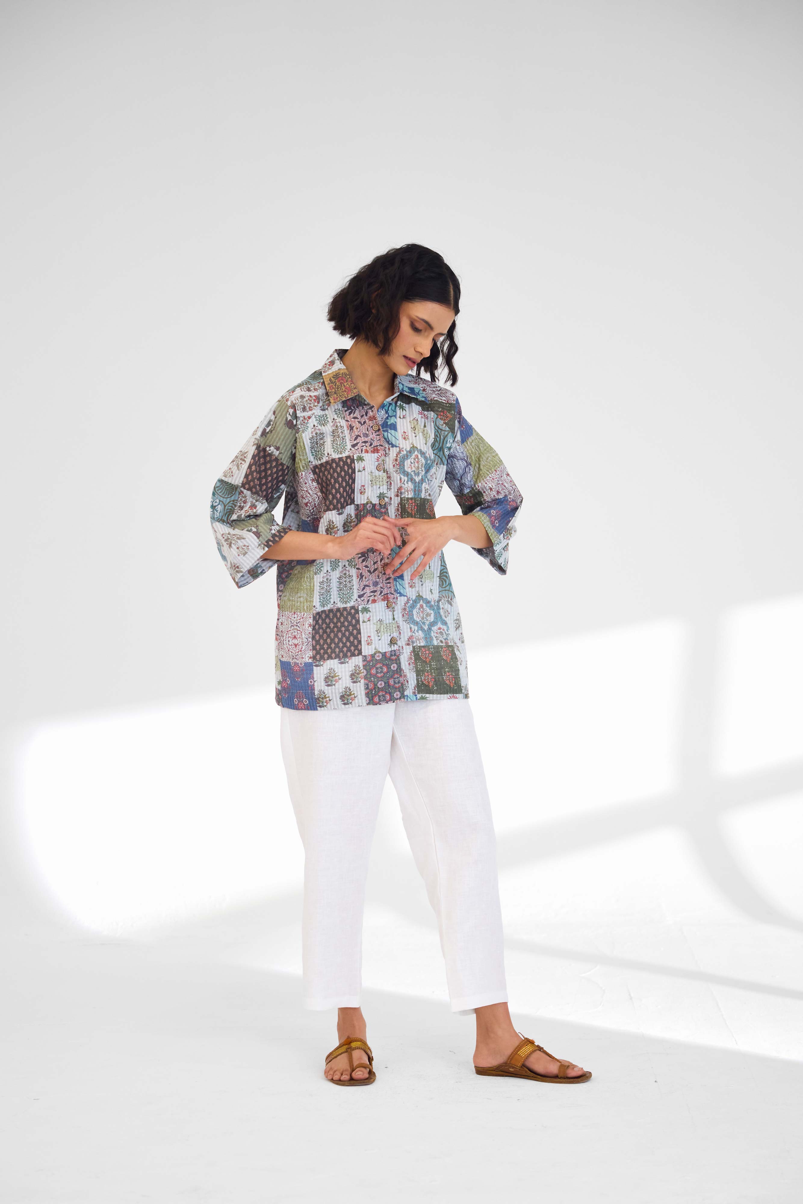 Lia Shirt Grey Check (9926529745195) (10014661706027)