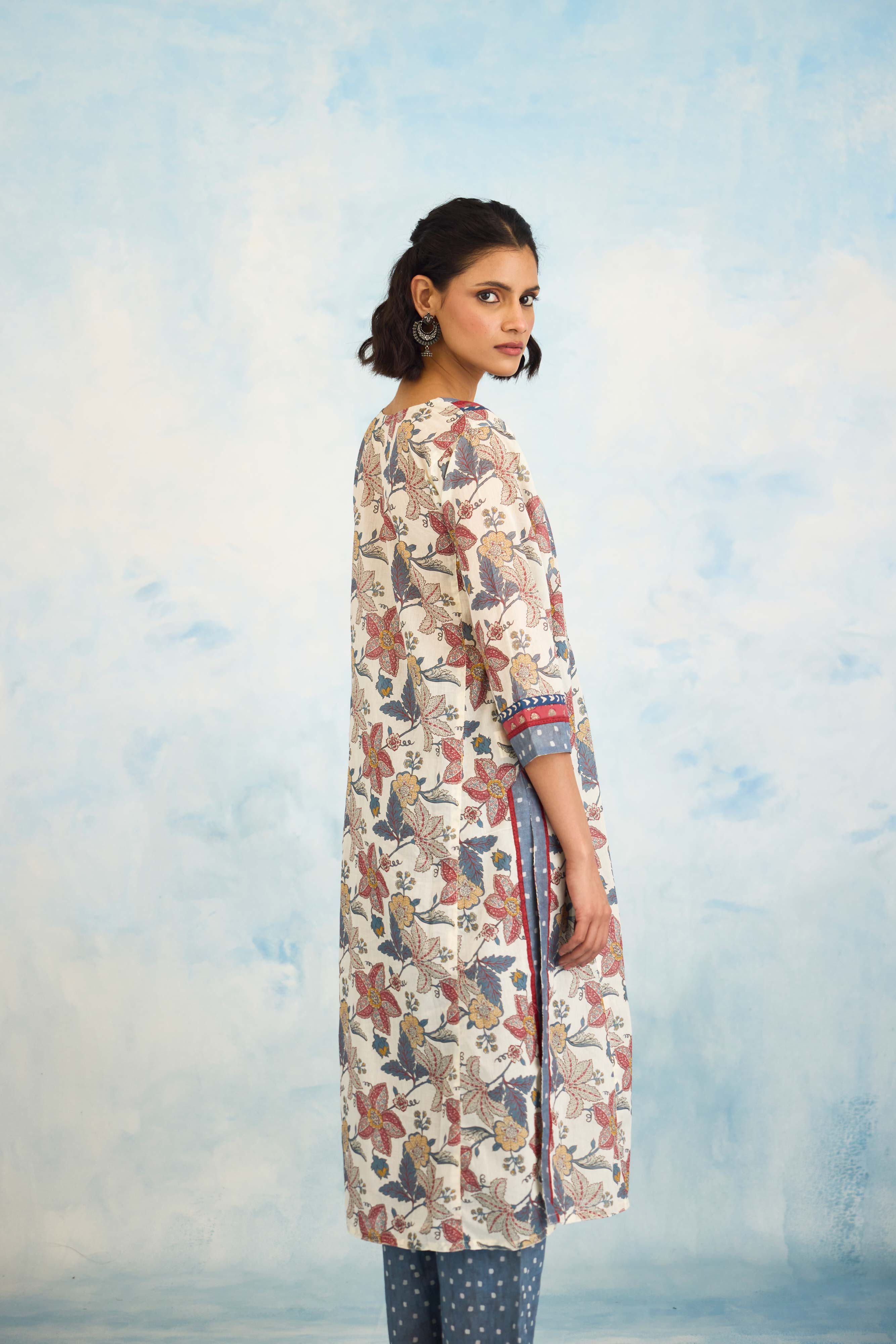 Rozana Kurta Cream Grey (9925337415979)