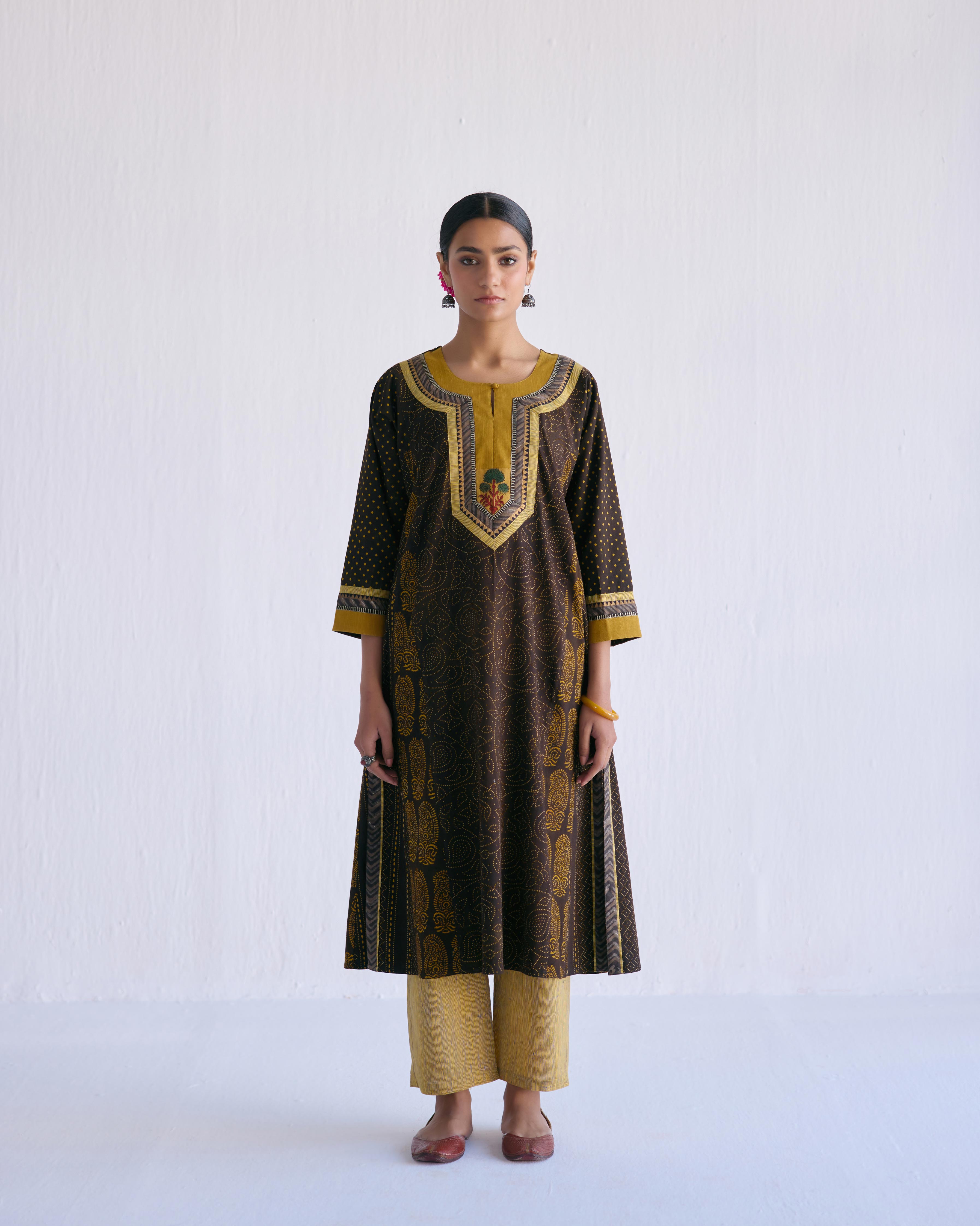 Choga Kurta Black Mustard (9143126786347)
