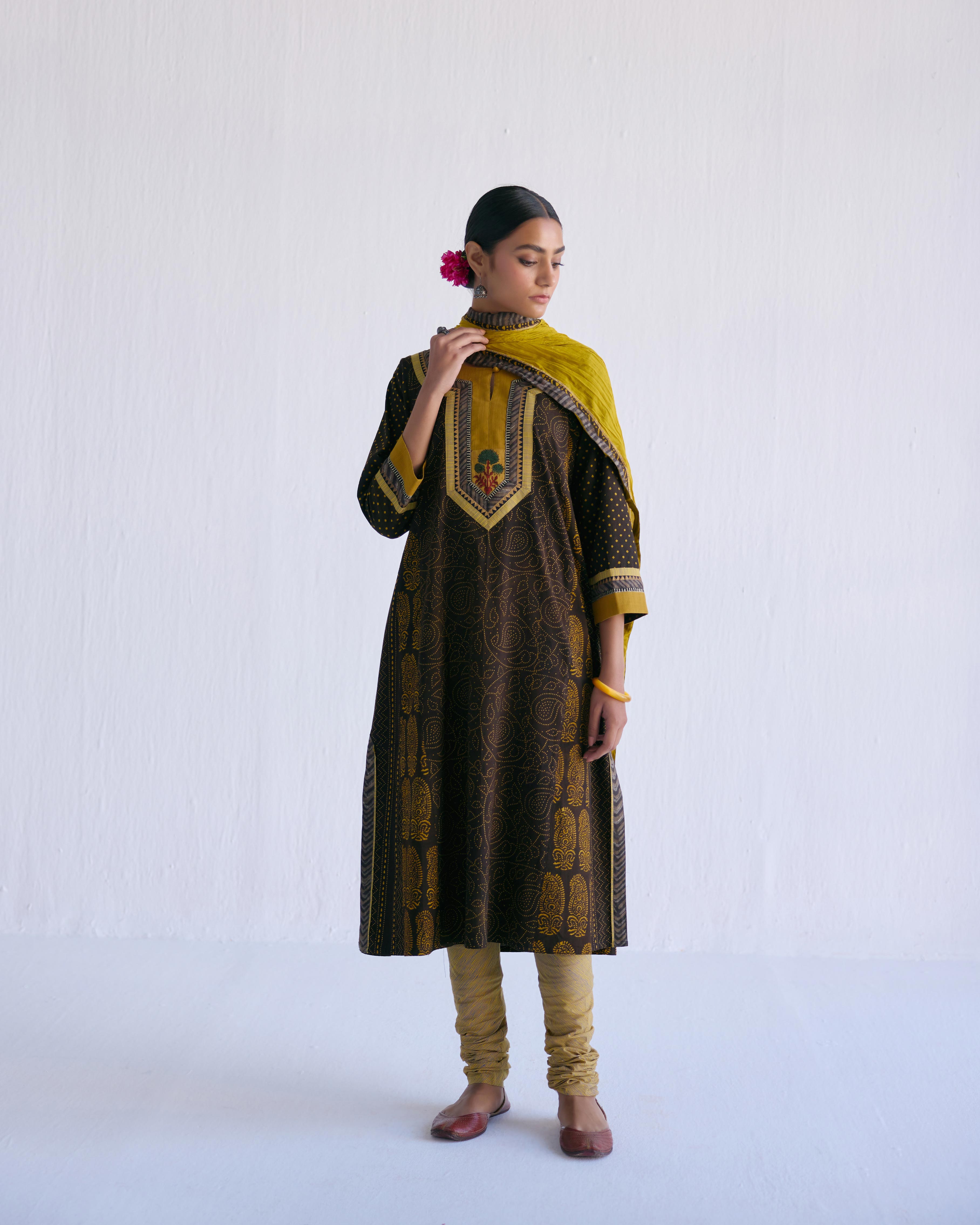 Choga Kurta Black Mustard (9143126786347)