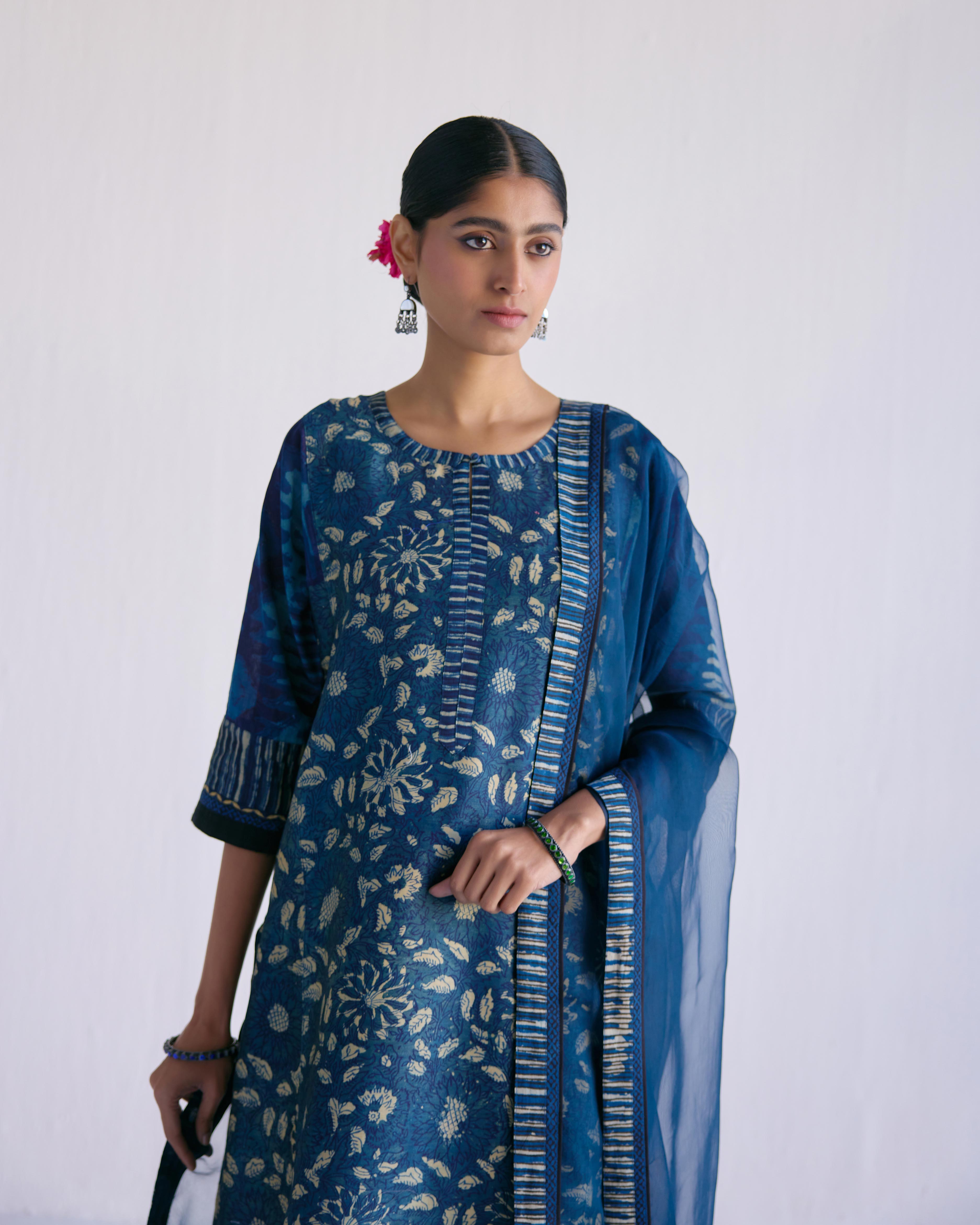 Rozana Chiffon Dupatta Indigo (9143147495723)
