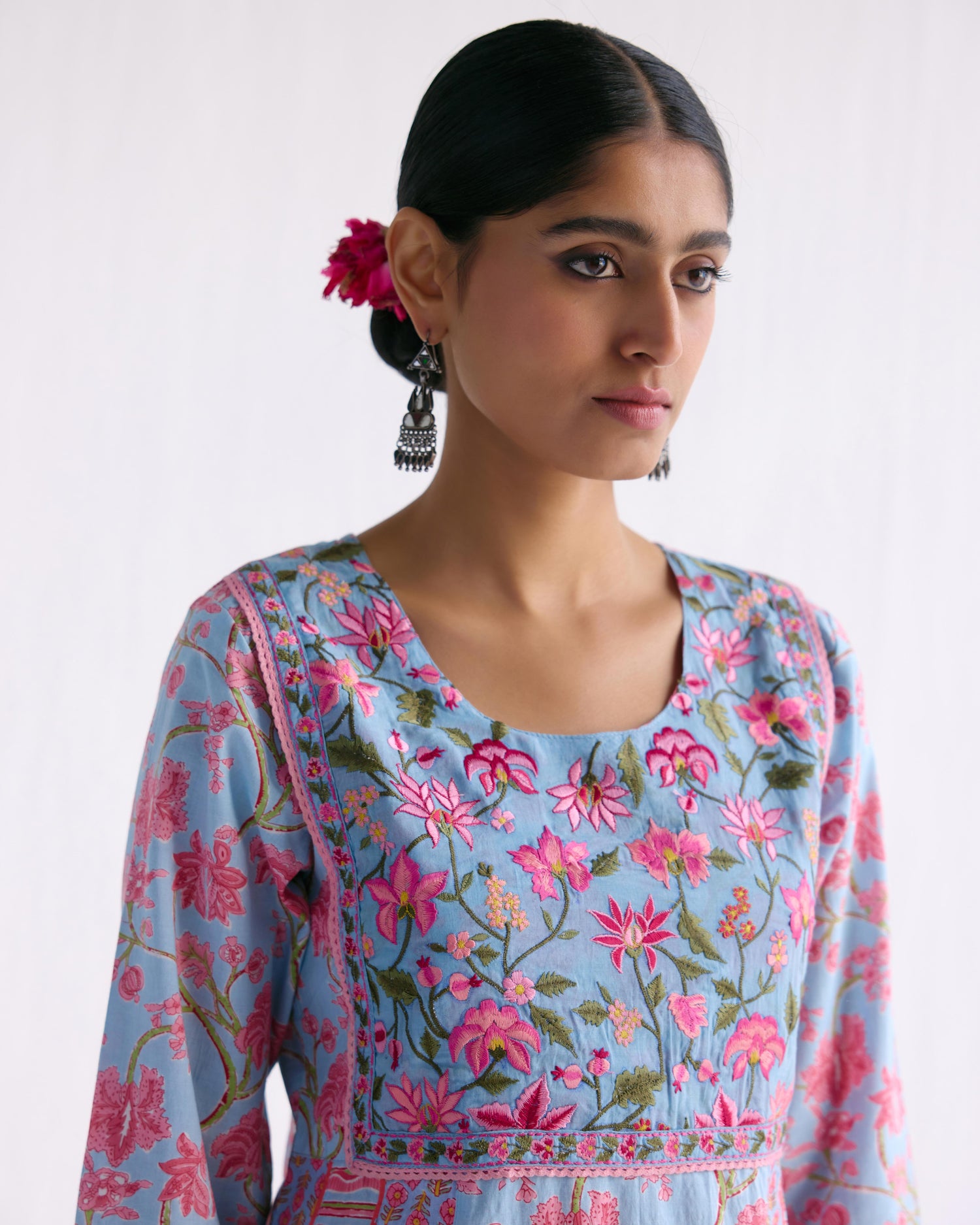 Tropical Kurta  Light Blue Pink (9143639408939)