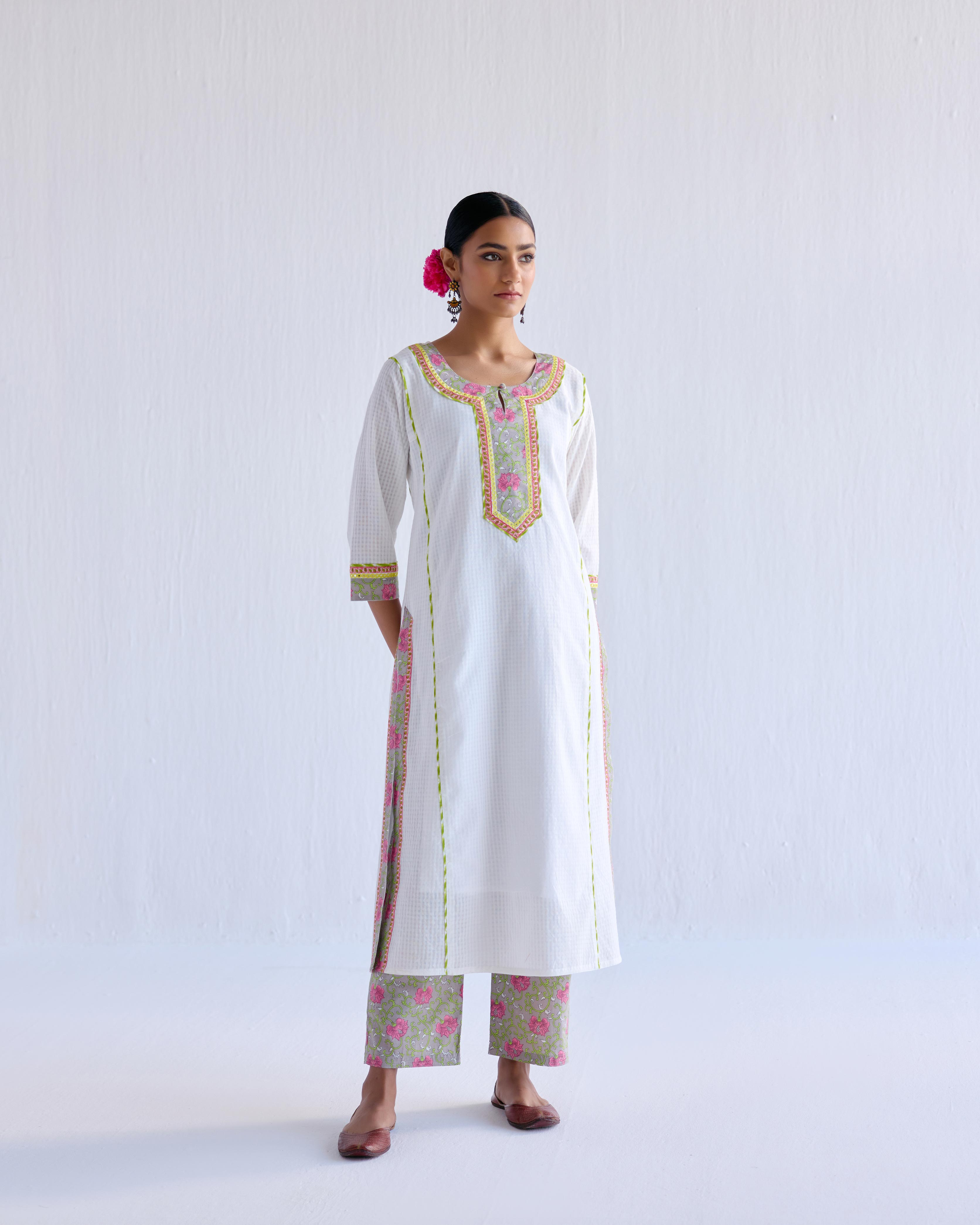Rozana Kurta White (9143179510059)
